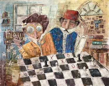 'Havre Bleu', acrylic on canvas, 142x110cm., by Magda Chaaban (2022). (Supplied)