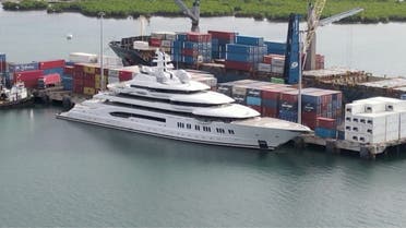 A screen grab from a drone video footage shows a Russian-owned superyacht 'Amadea' docked at Queens Wharf in Lautoka, Fiji May 3, 2022. (File photo: Reuters)