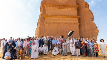 Nobel laureates and fellow dignitaries at Saudi Arabia’s first UNESCO World Heritage Site, Hegra, during the three-day Hegra Conference of Nobel Laureates & Friends 2022 in AlUla. (Supplied)