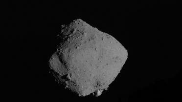 This file handout photograph released by Japan Aerospace Exploration Agency (JAXA) via Jiji Press on November 13, 2019 shows the asteroid Ryugu after Hayabusa2 departed its orbit around a distant asteroid and head for Earth. (AFP)