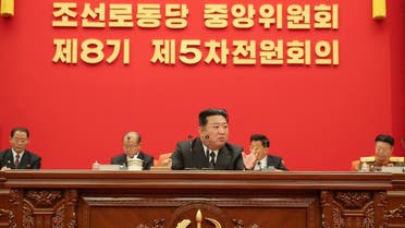 North Korean leader Kim Jong Un holds the Fifth Enlarged Plenary Meeting of the Eighth Central Committee of the Workers’ Party of Korea (WPK) in Pyongyang, North Korea in this undated photo released by North Korea’s Korean Central News Agency (KCNA) on June 11, 2022. (Reuters)