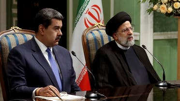 Iranian President Ebrahim Raisi and Venezuelan President Nicolas Maduro attend a news conference in Tehran, Iran, June 11, 2022. (Reuters)
