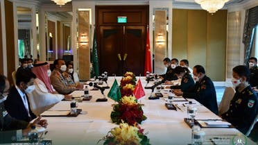 Saudi Arabia’s assistant minister of defense for executive affairs meets with China’s defense minister. (Twitter)