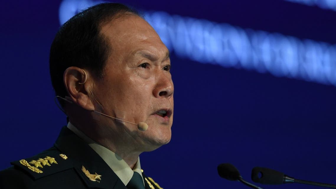China's Defence Minister Wei Fenghe speaks at the Shangri-La Dialogue summit in Singapore on June 12, 2022. (AFP)