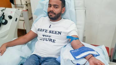 Abu Dhabi-based Indian expatriate Roy Rajan donates blood. (Supplied)