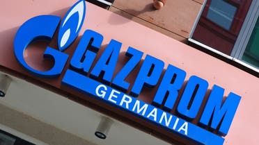 The logo of Gazprom Germania is pictured at their headquarters, in Berlin, Germany April 1, 2022. (Reuters)