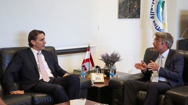 Lebanon's caretaker Energy Minister Walid Fayad meets with US Senior Advisor for Energy Security Amos Hochstein, in Beirut, June 13, 2022. (Reuters)