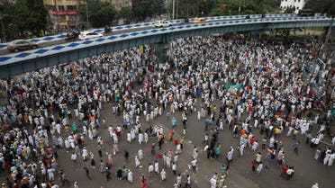 Muslims participate in a protest demanding the arrest of Bharatiya Janata Party (BJP) member Nupur Sharma for her comments on Prophet Mohammed, in Kolkata, India, June 10, 2022. (Reuters)
