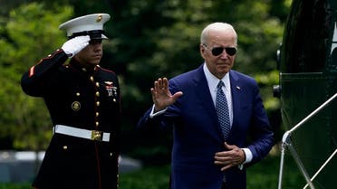 US President Joe Biden disembarks from Marine One at the White House, June 13, 2022. (Reuters)