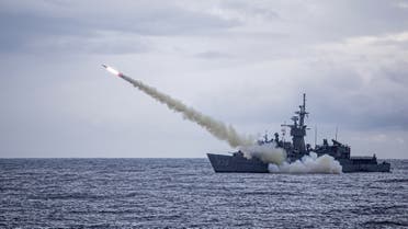 Taiwanese warship launching a US-made Harpoon missile from an unlocated place in the sea near Taiwan. (File Photo: AFP)
