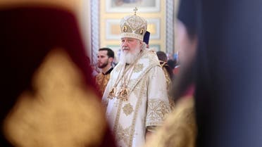 FILE PHOTO: Patriarch Kirill of Moscow and All Russia conducts a service to consecrate the renovated Cathedral of the Nativity of the Blessed Mother of God in Rostov-on-Don, Russia October 27, 2019. REUTERS/Sergey Pivovarov/File Photo