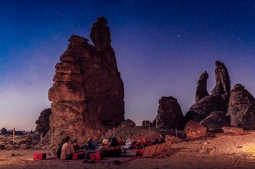 View shows tourists enjoying a stargazing experience in AlUla, Saudi Arabia. (Supplied)