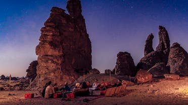 View shows tourists enjoying a stargazing experience in AlUla, Saudi Arabia. (Supplied)