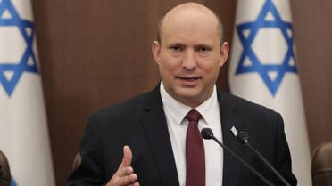 Israeli Prime Minister Naftali Bennett chairs a weekly cabinet meeting at the Prime minister's office in Jerusalem, on June 19, 2022. (AFP)