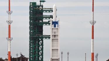 South Korea’s domestically produced Nuri space rocket is on its launchpad at the Naro Space Center in Goheung County, South Korea, June 21, 2021. (Reuters)