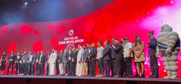 Photo shows recipients from Dubai restaurants recognized by the Michelin Guide at an event in the UAE. (Twitter)
