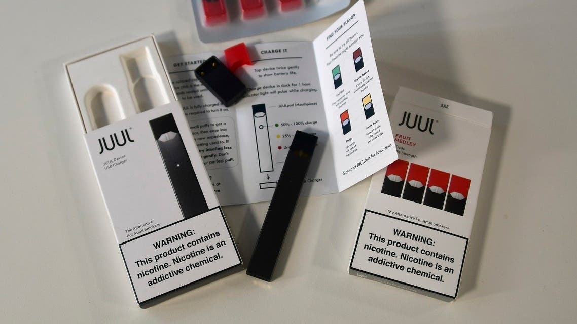 In this file photo illustration taken on October 2, 2018 shows the contents of an electronic Juul cigarette box in Washington. (AFP)
