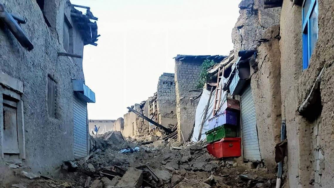 This photograph taken on June 22, 2022 and received as a courtesy of @Alham24992157 / ESN, Bakhtar News Agency, shows damaged buildings following an earthquake in Gayan district, Paktika province. (AFP)
