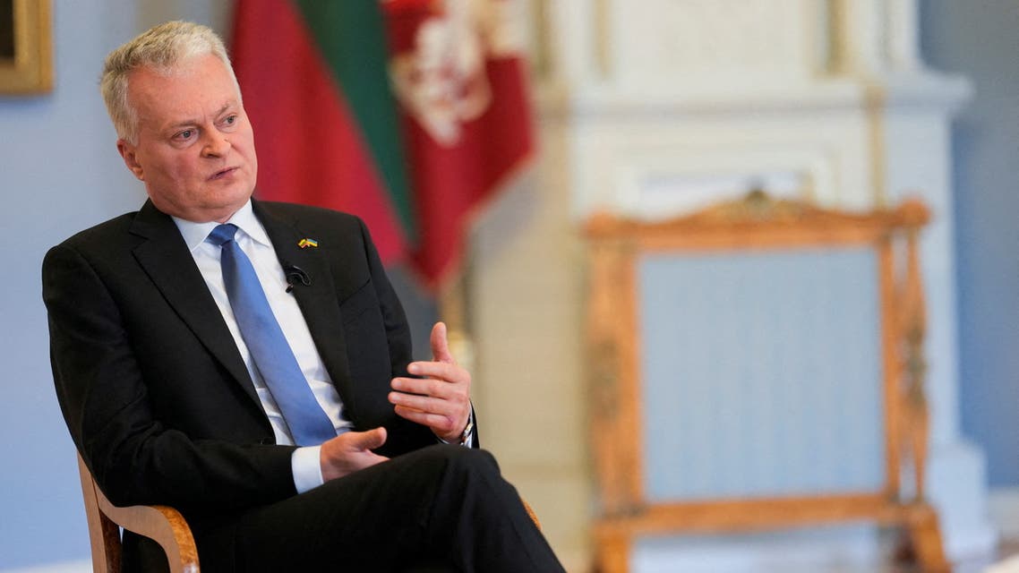 Lithuanian President Gitanas Nauseda speaks during an interview in Vilnius, Lithuania June 22, 2022. (Reuters)