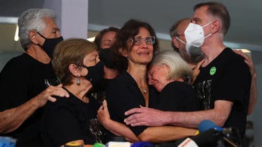 Sian and Gareth Phillips, during the journalist’s funeral in Niteroi, near Rio de Janeiro, Brazil, on June 26, 2022. (Reuters)