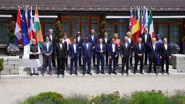An extended family photo of leaders at the G7 summit in Schloss Elmau, in the Bavarian Alps, Germany, on June 27, 2022.  (Reuters)