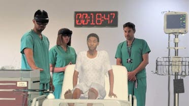 Medical students at Addenbrooke’s medical students experience a new way of learning, using the latest in mixed reality holographic patients. (Credit: CUH)