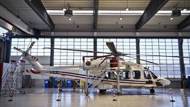 An AgustaWestland AW189 helicopter is pictured at the Leonardo Helicopters factory on January 30, 2018 in Vergiate, near Milan. (AFP)