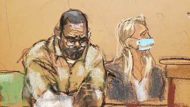 R. Kelly listens as Addie speaks during a victim statement at Kelly's sentencing hearing for federal sex trafficking at the Brooklyn Federal Courthouse in Brooklyn, New York, U.S., June 29, 2022 in this courtroom sketch. (Reuters)
