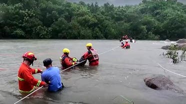 Rescue workers in multiple cities in south China’s Guangdong Province are working around the clock as Typhoon Chaba hit the province on Saturday, causing severe flooding and disrupting people’s normal life. (Screengrab / Reuters TV)