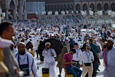 Muslim pilgrims arrive outside the Grand Mosque in Saudi Arabia’s holy city of Mecca on July 5, 2022. (AFP)