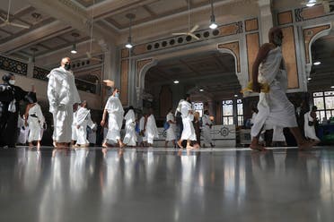 Muslim pilgrims are pictured inside the Grand Mosque in Saudi Arabia’s holy city of Mecca, on July 6, 2022. (AFP)