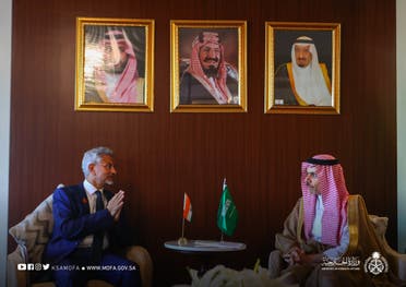 Saudi Arabia’s Foreign Minister Prince Faisal bin Farhan meets his Indian counterpart Dr. Subrahmanyam Jaishankar on the sidelines of the G20 meeting in Bali, Indonesia. (Twitter)