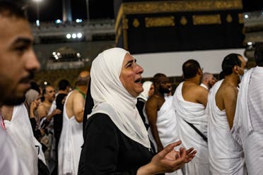 Muslim pilgrims circumambulate the Kaaba at the Grand Mosque, in Saudi Arabia’s holy city of Mecca on July 6, 2022, during the annual Hajj pilgrimage. (AFP)