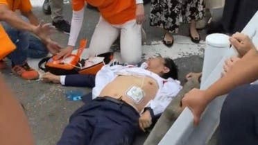 شينزو آبي بعد اصابته باطلاق النار