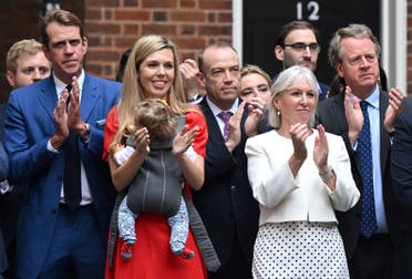 Carey as she reads Johnson's resignation speech on Thursday (Archyde.com)