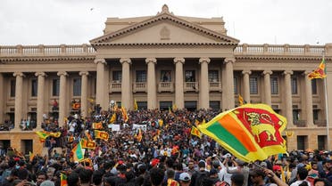Demonstrators protest inside the Presidential Secretariat premises, after President Gotabaya Rajapaksa fled, amid the country's economic crisis, in Colombo, Sri Lanka, on July 9, 2022. (Reuters)