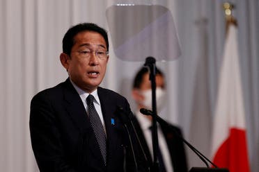 Japanese Prime Minister Fumio Kishida, and leader of the Liberal Democratic Party (LDP), attends a news conference, after the results of the Upper House elections, at the party headquarters in Tokyo, Japan, on July 11, 2022. (Reuters)
