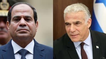 A combination of file photos of Egyptian President Abdel Fattah al-Sisi (left) and Israeli Prime Minister Yair Lapid (right). (Reuters)