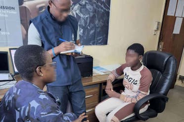 After rescuing the kidnapped girl, Togo police brought her to the Interpol NCB in Lome where the officers arranger for her return to Burkina Faso. (Supplied)