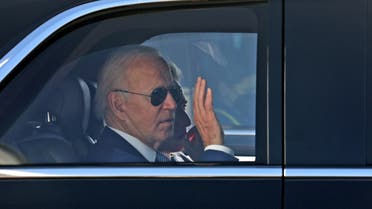 U.S. President Joe Biden waves as he leaves Israel's Ben Gurion Airport, on his way to Jersualem, near Tel Aviv, Israel, July 13, 2022. (Reuters)
