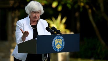 US Treasury Secretary Janet Yellen speaks during a press conference before attending the G20 Finance Ministers Meeting in Nusa Dua on the Indonesian resort island of Bali on July 14, 2022. (AFP)