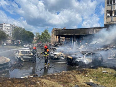 Firefighters work at the site of a Russian military strike, as Russia’s attack on Ukraine continues, in Vinnytsia, Ukraine, on July 14, 2022. (Reuters)
