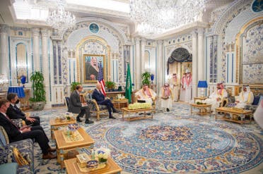 US President Joe Biden meets with Saudi Arabia's King Salman. (Twitter)