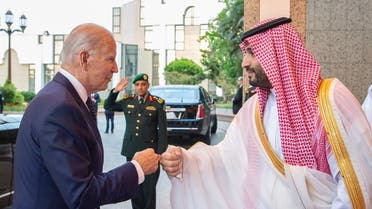 Saudi Arabia’s Crown Prince Mohammed bin Salman welcomes US President Joe Biden. (Twitter)