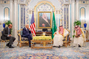 US President Joe Biden meets with Saudi Arabia's King Salman in Jeddah. (Twitter)