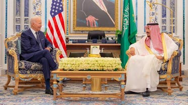 Saudi Arabia’s King Salman bin Abdulaziz Al Saud meets with US President Joe Biden at the Al Salam Royal Palace on July 15, 2022. (Twitter)
