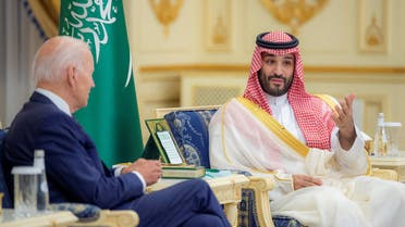 Crown Prince Mohammed bin Salman and U.S. President Joe Biden meet at Al Salman Palace upon his arrival in Jeddah, Saudi Arabia, July 15, 2022. (Reuters)
