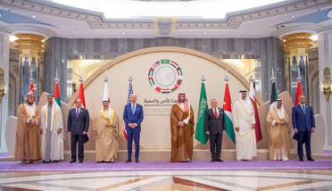 Family photo of leaders ahead of the Jeddah Security and Development Summit in Jeddah, Saudi Arabia, July 16, 2022.. (Reuters)