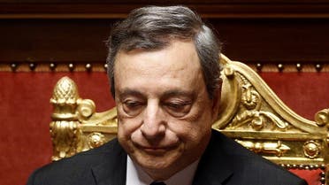 Italian Prime Minister Mario Draghi listens to a member of a Senate speaking ahead of a confidence vote for the government after he tendered his resignation last week in the wake of a mutiny by a coalition partner, in Rome, Italy, on July 20, 2022. (Reuters)