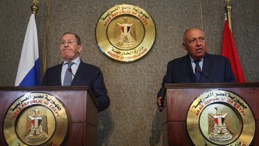 Russian Foreign Minister Sergei Lavrov and his Egyptian counterpart Sameh Shoukry attend a news conference in Cairo, Egypt, July 24, 2022. (Reuters)
